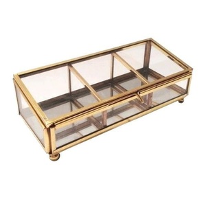 Top New arrival three section decorative Glass jewelry <b>gift</b> <b>boxes</b> hot selling gold <b>cheap</b> rates jewelry box for Display - Product Image 3