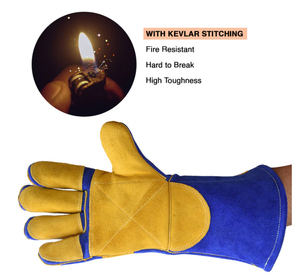 Guantes de Soldadura Sunny Gloves de Manga Larga, Resistentes al Calor, de Piel de Vacuno, con Protección Contra Salpicaduras de Metal Fundido y Protección para el Pulgar - Product Image 4