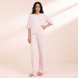 Ensemble pyjama sexy pour femme, col en V, respirant, thermique, avec taille élastique, couleur unie, pour l'hiver 2026 - Product Image 1