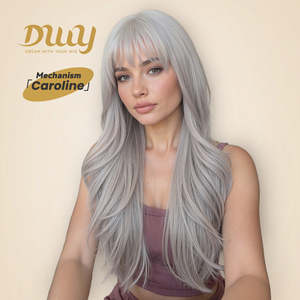 Caroline-DWY 26-Inch MiraScalp Long-Length Silver <b>Grey</b> <b>Wig</b> with Long Curly Style High Temperature Fiber High Quality for Women - Product Image 1