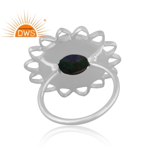 Meilleure vente bague en argent sterling fin naturel Mojave cuivre azurite malachite pierre précieuse conception florale fabrication de bijoux personnalisés - Product Image 5