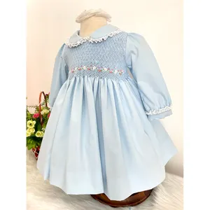 Vestidos de bebê esfumado, feito à mão, vestidos para meninas, roupa floral, babados, vestidos infantis de fantasia