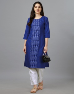 Totalmente cosido rayón algodón Magic Slub Kurti intrincado bordado trabajo para Indio y paquistaní vestido Casual moda - Product Image 1