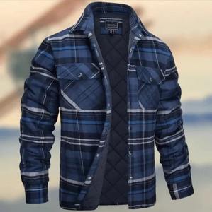 Chemise à carreaux à manches longues épaisse pour homme, col en cuir, veste décontractée, nouvelle tendance de la mode, coupe ample, style moto, taille plus - Product Image 3