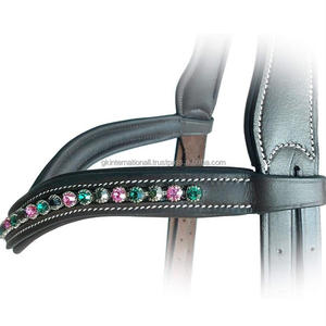 Correa de cuero para cejas de caballo, banda de cuero curvo, cómodo, suave, acolchada, cadena de cristales ostentosos multicolor, 1 fila - Product Image 5