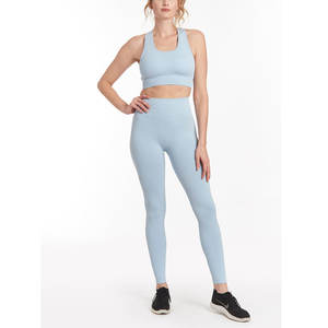 Vente directe d'usine ensemble de yoga pour femmes de haute qualité 2 pièces taille élastique conception respirante écologique Logo avant quantité minimale de commande bas - Product Image 2