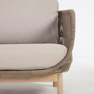 เฟอร์นิเจอร์สวนลานโซฟากลางแจ้งวัสดุสองที่นั่งทำจากไม้สักและกรอบโลหะมาพร้อมกับเชือกและเบาะ-ซาบะ - Product Image 5