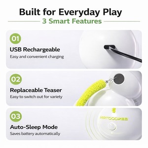 Jouet pour chat à ventouse activé par le mouvement AFP, rechargeable par USB, baguette de stimulation automatique avec queue de plume - Product Image 6