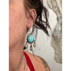 Sheila Tso Kingman Turquoise & Sterling <b>Silver</b> <b>Drop</b> <b>Earrings</b> for Gift Occasions - Product Image 2