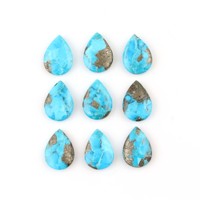 Pierre précieuse naturelle en pyrite turquoise bleue dorée, forme poire, 12x16mm, diamètre du trou, cabochon lisse, polissage brillant, pour la fabrication de bagues, taille personnalisée, bijoux