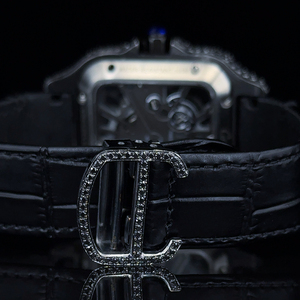 Limited Edition Luxury Stainless Steel Square Shaped <b>watch</b> with VVS <b>Black</b> Rubber Band Moissanite Diamond Hip Hop Style - Product Image 4