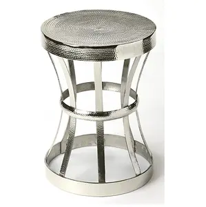 Hammered Round Shape Table Bedside Metal Iron Decorative Nickle Plated Metal Table Newest Design Table Handmade