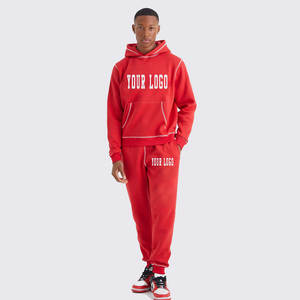 Chándal de algodón 100% personalizado OEM con bordado de apliques de puntadas de contraste regular de talla grande para hombres y mujeres - Product Image 1