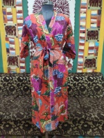 Kimono en coton doux avec motif de fruits imprimés à la main pour femme Tissu léger et respirant parfait pour les vacances à la plage ou décontracté