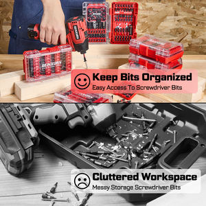 Juego de Destornilladores de Impacto Industriales GEINXURN de 35 Piezas, 25/50/75mm, Portapuntas de 75mm para Bricolaje, Codificado por Colores, Puntas PH SQ TX SL8, Envío Rápido - Product Image 4