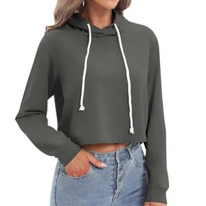 Sweat-shirts à capuche amples à épaules tombantes pour femmes, crop top court à manches longues, tailles plus grandes, multicolores, hiver - Product Image 2