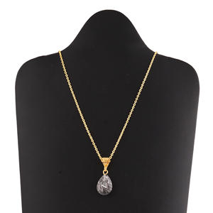 Collar de cadena de cable chapado en oro y rutilo negro, diseño elegante, joyería para mujer, regalo - Product Image 2