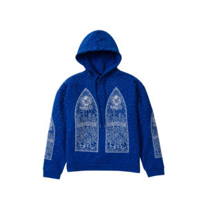 Sudaderas con capucha de lana para hombre Color azul real a juego con cordón de algodón mezclado pulóver sudaderas con diamantes de imitación logotipo personalizado estampado - Product Image 5