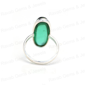 Anillo de ajuste de bisel ovalado de fluorita verde de Plata de Ley 925 sólida superventas Hydro 10x30mm largo para mujer joyería fina hecha a mano - Product Image 3