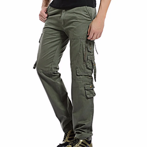 Pantalones Cargo tácticos para hombre y mujer, 100% de algodón, antiarrugas, teñido liso, 6 bolsillos, ligero, estilo informal, patrón recto - Product Image 3