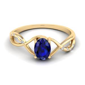 แหวนเพชรพลอยสีน้ำเงินทรงรี 0.75 กะรัต ดีไซน์หรูหรา REYES ทองคำแท้ 14K สำหรับผู้หญิง พร้อมใบรับรอง GRA และเครื่องประดับโมอิสซาไนต์ - Product Image 6