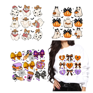เสื้อยืดพิมพ์ลายผีและโบว์สำหรับตกแต่งเสื้อยืดออกแบบเองได้ - Product Image 2