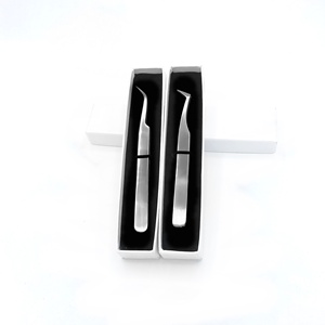RMI Hot Selling Stainless Steel Volume Eyelash Tweezers High Quality Eyelash Extension Tweezer Silver Shiny Eyelash Tweezer - Product Image 1