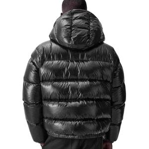 Veste d'hiver pour homme, col montant, imperméable, coupe-vent, écologique, anti-UV, noir mat, à capuche, épaisse, en polyester, devant - Product Image 3
