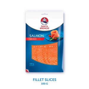 Filetes de salmón ahumado congelado en rodajas de 100 g, venta al por mayor del fabricante - Product Image 1