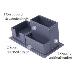 Organisateur de bureau 2 pièces 3-en-1 en cuir Accessoires de bureau essentiels, y compris tapis de bureau et maille pour un espace de travail confortable - Product Image 5