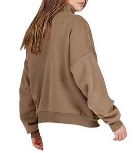 <b>Womens</b> <b>Sweatshirts</b> <b>Long</b> Sleeve Oversized Fleece Half Zip Crop Hoodies Girls Fall Pullover Crop Half Zip <b>Sweatshirts</b> OEM - Product Image 3