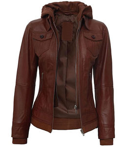 High Quality Custom Women's Genuine Leather Motorcycle Jacket with Satin <b>Waterproof</b> <b>Zipper</b> Closure-Wholesale - Product Image 5