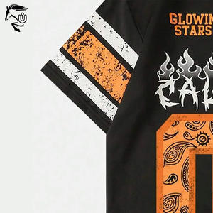 Venta al por mayor de los hombres de alta calidad de lavado en seco camiseta personalizada DTF Impresión digital Drop Shoulder Jersey con ajuste regular - Product Image 5