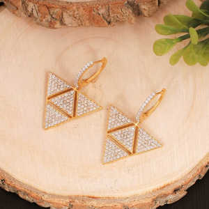 Wholesale 92.5 Sterling Silver Fine <b>Cuff</b> <b>Earrings</b> Triangle Shape Gold Plated Elegant and Luxurious Style - Product Image 4