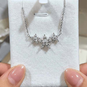 Collana Trendy Hallmark con Ciondolo a Fiore in Argento, Diamanti, Zirconi e Perle, Placcata in Rodio e Oro Rosa, Certificata GRS - Product Image 2