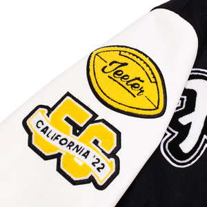Chaqueta Varsity Personalizada para Hombre 2026, Negra, Lisa, con Parches Bordados de Béisbol, Mangas de Lana, Bolsillos de Cuero, Venta al Por Mayor - Product Image 5