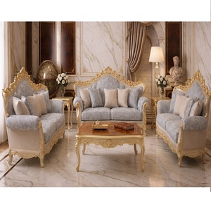 Juego de Muebles de Madera Neoclásicos de Inspiración Romana para Sala de Estar, Juego de Sofás Barrocos de Lujo, Interior de Sala de Estar Clásica de Alta Gama, Reino Unido - Product Image 1