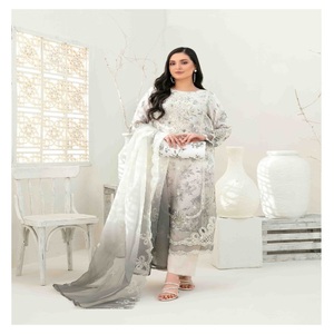 ชุด Punjabi ผ้าลินินลายปักหนา3ชิ้นสำหรับผู้หญิงชุดแมกซี่ tawakkal VOL yasna frock PARTY/Eid Girls' salwar - Product Image 5