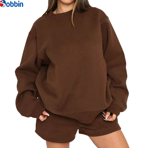 Conjunto de Sudadera y Pantalones Cortos de Otoño Invierno para Mujer, Personalizado, Mezcla de Algodón y Poliéster, Cuello Redondo, 2 Piezas, Talla Grande - Product Image 6