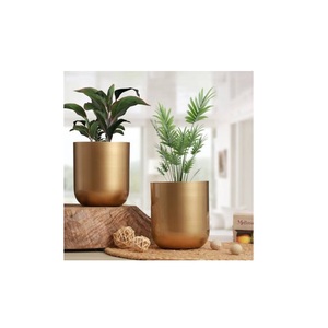 Metal planter stand with Removeable Bucket style pot gold color set of 2 available in wholesale price from top listed exporter - Product Image 1