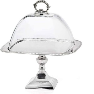 Support à gâteau décoratif de qualité supérieure, plaqué nickel, avec dôme en verre personnalisé pour hôtel et décoration intérieure - Product Image 5