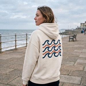 For Fleece Polyester/Cotton Unisex <b>Long</b> Sleeve <b>Hoodie</b> Heavyweight 400 GSM <b>Oversized</b> Wave Back Graphic Streetwear Custom - Product Image 5