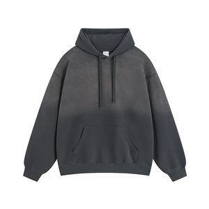 Premium hommes acide lavé dégradé couleur sweats à capuche Logo personnalisé thermique tenue décontracté goutte épaule coton mélangé basiques pour l'hiver - Product Image 2