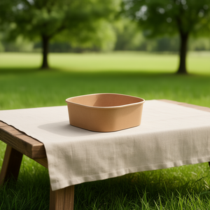 ชามกระดาษคราฟท์ทรงสี่เหลี่ยมแบบใช้แล้วทิ้ง ขนาด 1000 มล. (32 ออนซ์) เคลือบ PE สำหรับเสิร์ฟอาหารและซื้อกลับบ้าน - Product Image 3