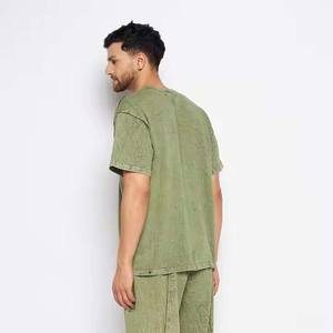 T-shirts pour hommes en coton léger à épaules tombantes Slim Fit Loose Fit Styles Col Impression personnalisée Motif Doff Style T-Shirt pour hommes - Product Image 5