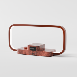 Lampe de table de nuit LED 3 en 1 avec port USB de charge sans fil 10W 5 températures de couleur gradation et horloge en continu - Product Image 1