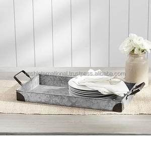 Art Deco <b>Silver</b> Round Serving Trays Set for Outdoor Use Durable Eco-Friendly <b>Wall</b> Mount Storage Trays - Product Image 3