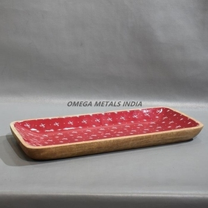 Últimos diseños Bandeja decorativa para servir en color rojo vibrante con forma rectangular Patrón único Ideal para entretener a los invitados - Product Image 6