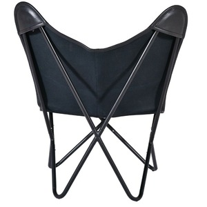 เก้าอี้หนังแท้สีดำผีเสื้อพับได้สไตล์ชนบทสำหรับบ้านกลางแจ้งห้องนอน-เก้าอี้พักผ่อน - Product Image 4