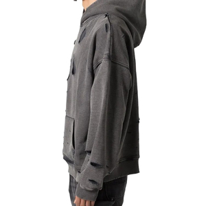 2025 personnalisé 100% coton Vintage polaire poids lourd luxe coupe régulière pull lavage à l'acide brodé plaine teint hiver sweats à capuche - Product Image 4